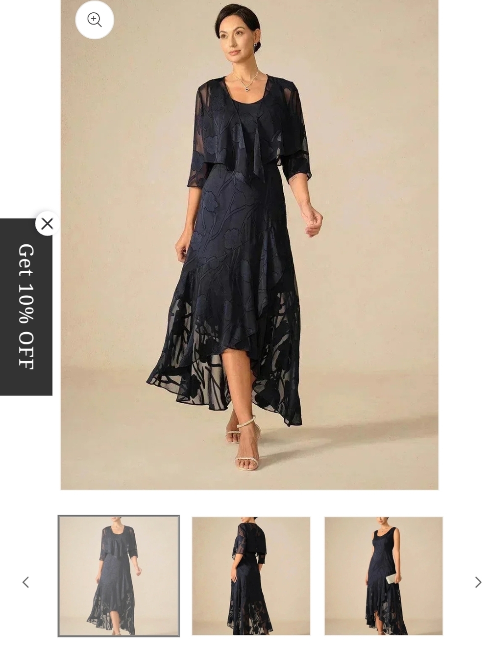 NEW NWOT Elegant Black Floral Chiffon High-Low Dress with Jacket